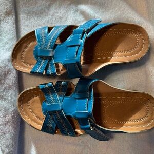 Blue and Brown Sandals